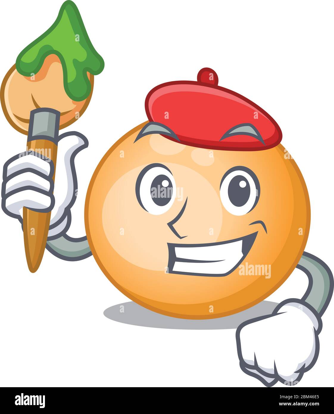 Un artiste de staphylocoques doré créatif mascotte dessin style peinture avec un pinceau Illustration de Vecteur