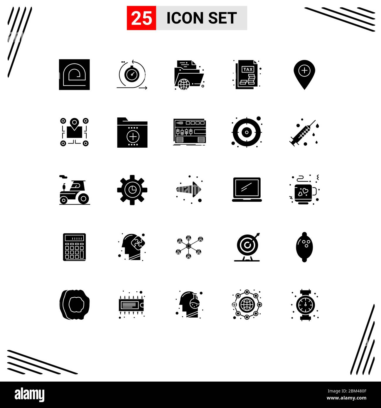 Pack d'icônes vectorielles de 25 symboles et signes de ligne pour le relevé d'impôt sur le revenu, en ligne, rapide, apprentissage, éducation Eléments de conception vectorielle modifiables Illustration de Vecteur
