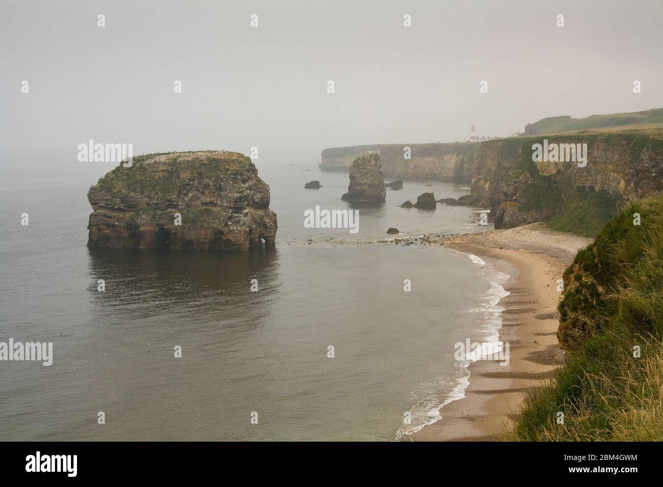 Marsden Rock à Marsden Bay près de South Shields, Royaume-Uni. Banque D'Images