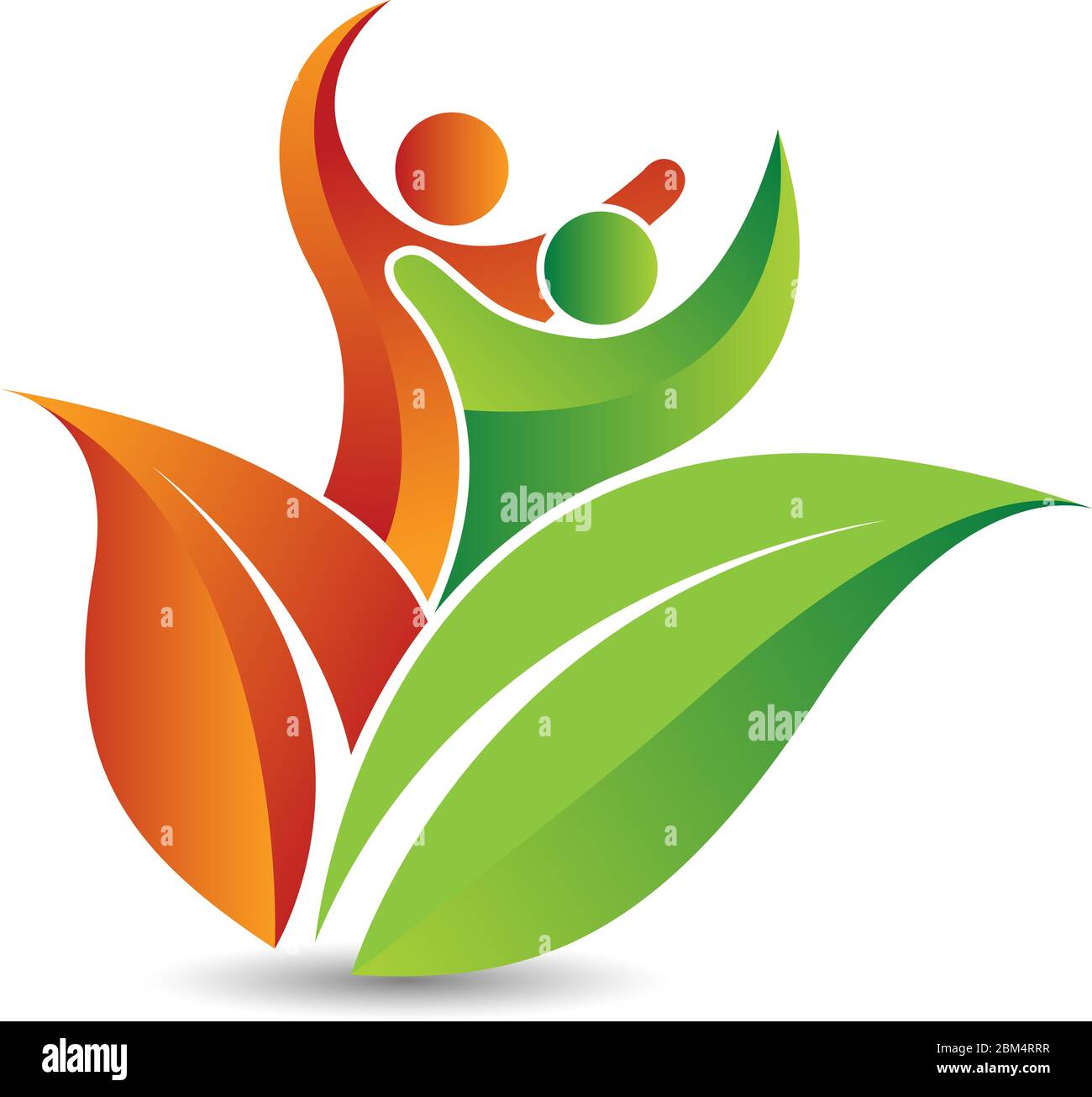 logo de deux feuilles Banque D'Images