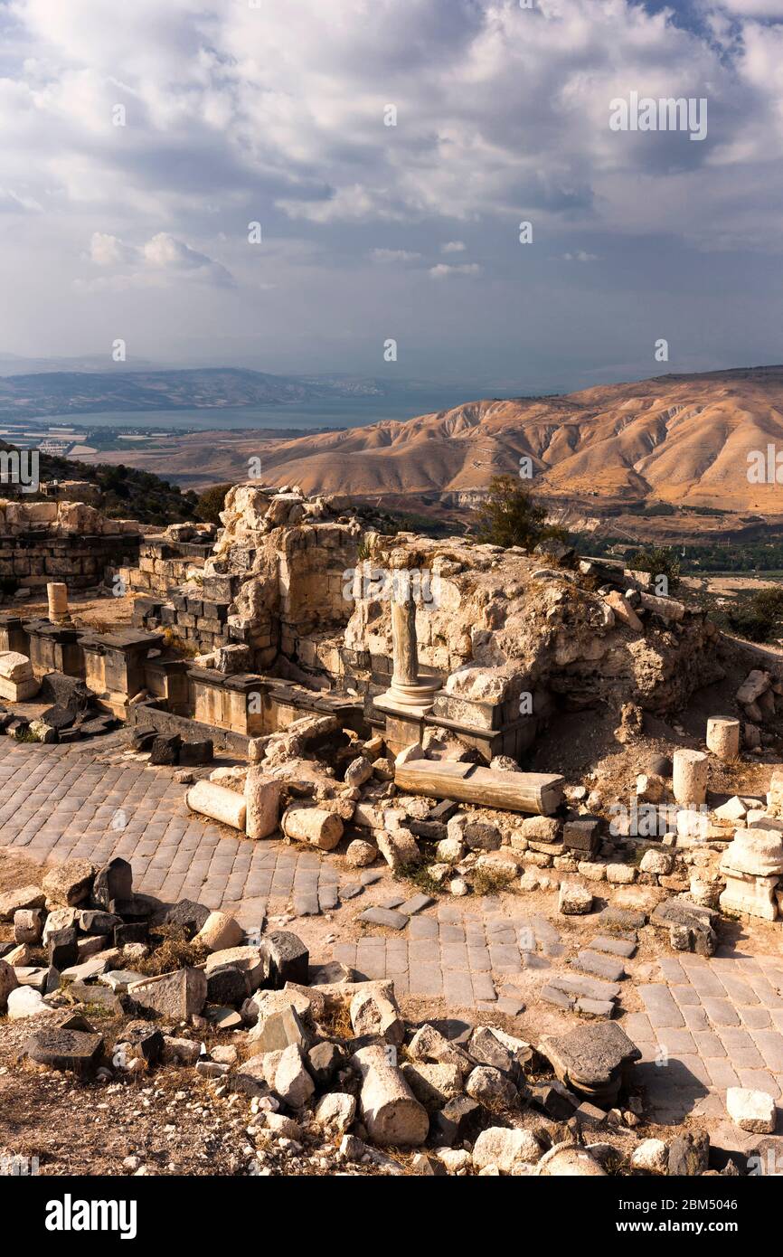 Umm Qais, ou Umm Qays, ruines de l'ancien Gadara, Décapole, Lac Tibériade, Mer de Galilée, Irbit, gouvernorat d'Irbid, Jordanie, Moyen-Orient, Asie Banque D'Images