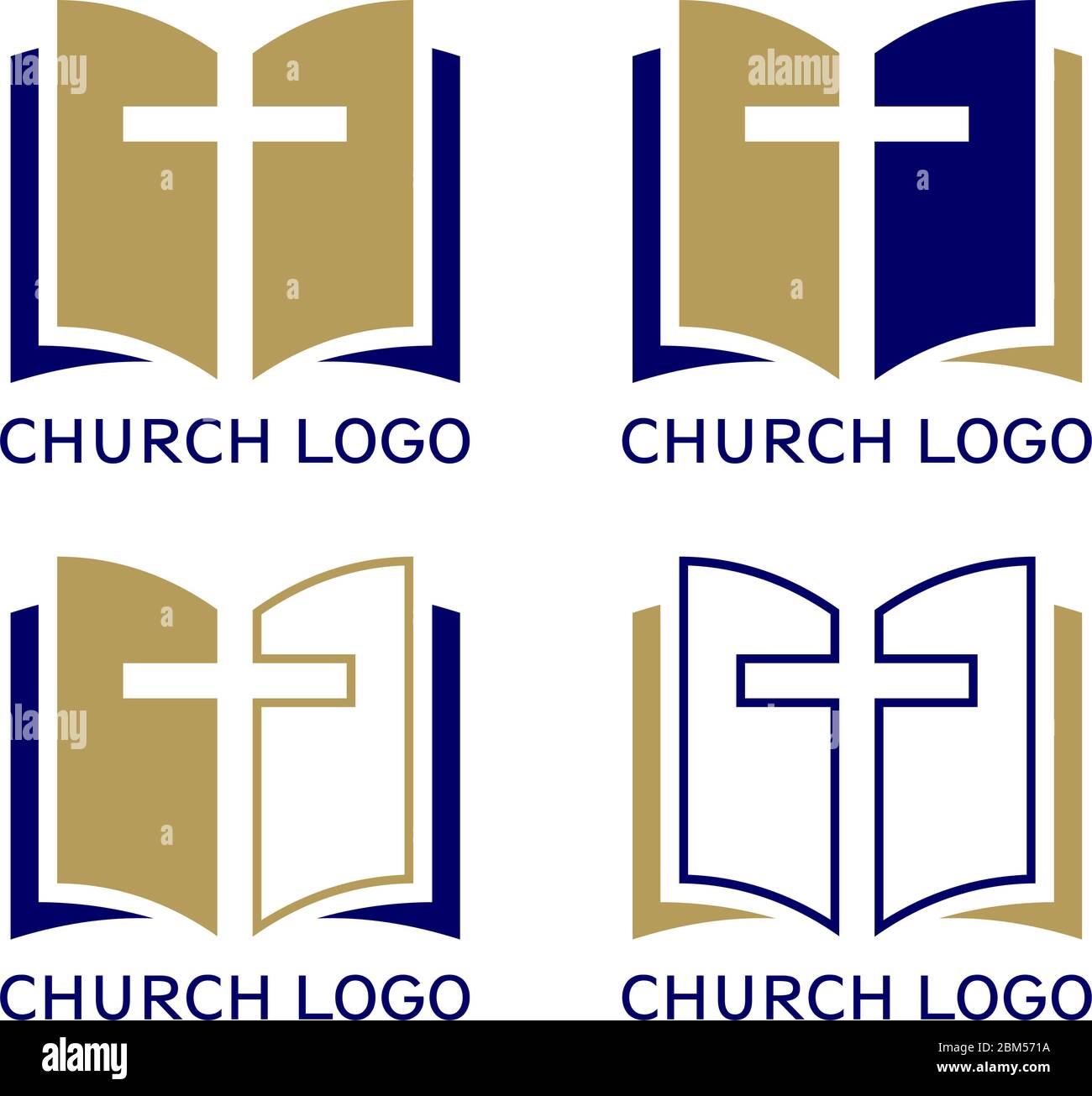 Ensemble de logos de l'Église, symbole du christianisme, de la croix et de l'évangile, écriture, illustration vectorielle. Illustration de Vecteur
