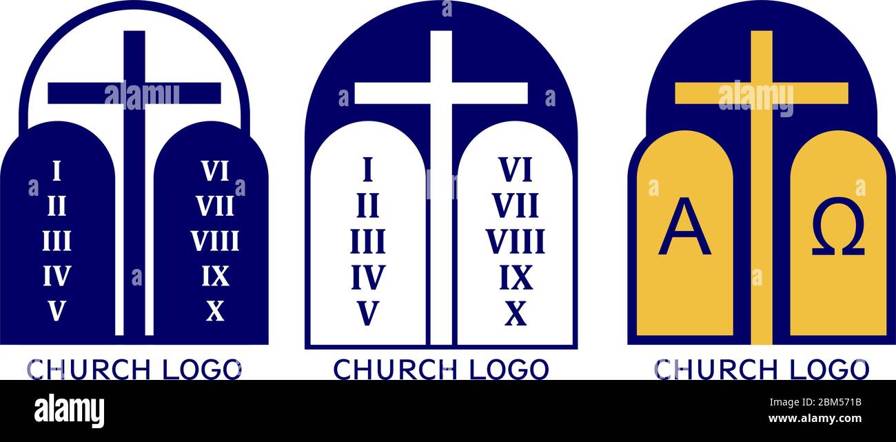 Ensemble de logos de l'Église, symbole du christianisme, de la croix et de l'évangile, écriture, illustration vectorielle. Illustration de Vecteur