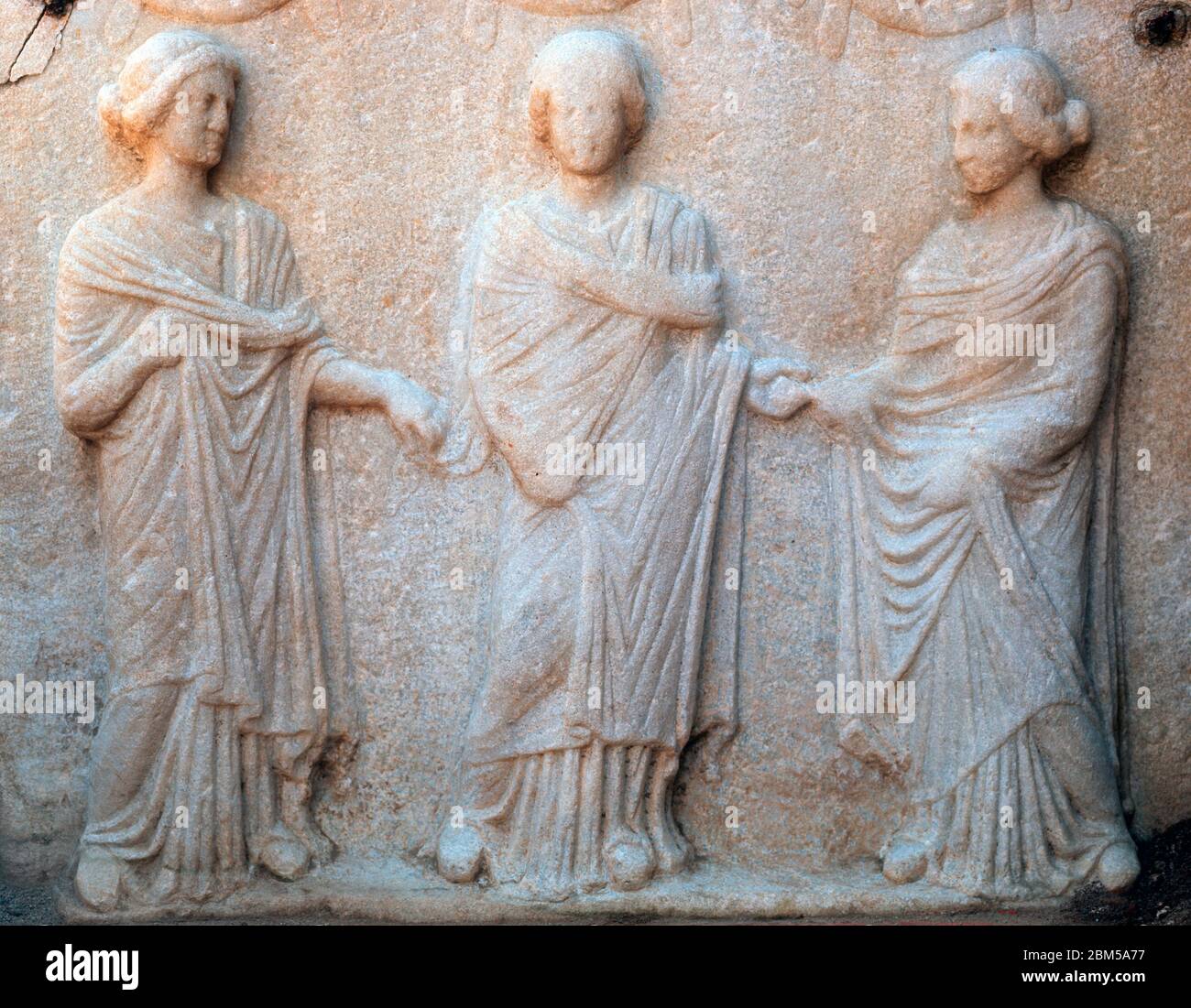 Ephèse, Turquie, plaque des trois Grâces trouvée dans l'une des villas romaines maintenant dans le Musée Selcuk Banque D'Images