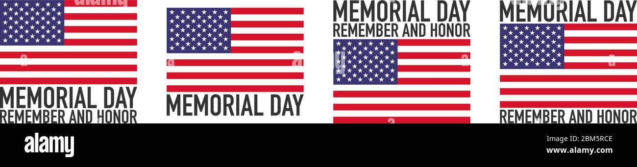 Memorial Day aux États-Unis. Souvenez-vous et honorez. Fête fédérale pour les personnes qui sont mortes pendant leur service dans les Forces armées des États-Unis. Célébré en mai. Poster vectoriel EPS 10 Illustration de Vecteur