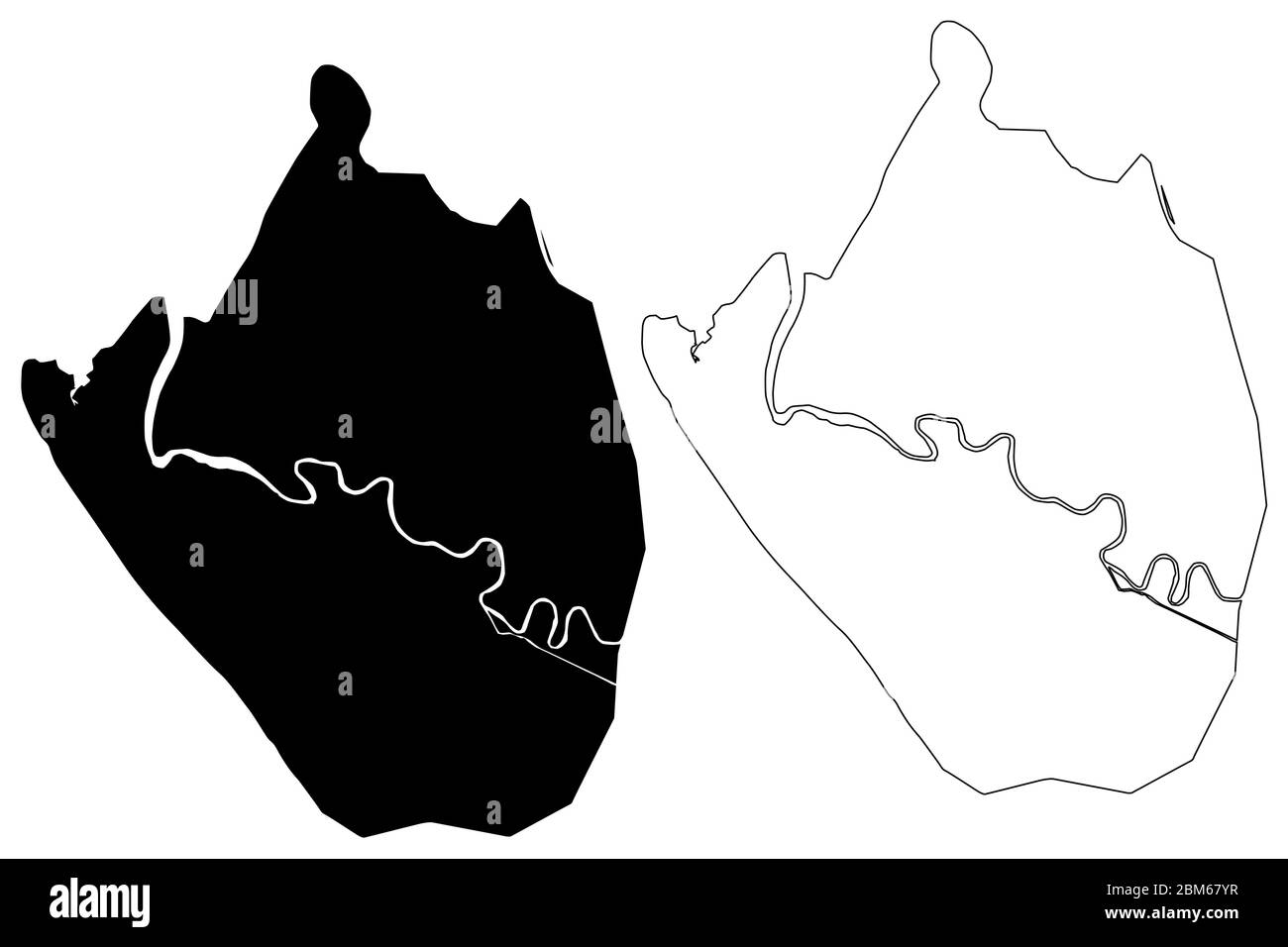 Coxs Bazar City (République populaire du Bangladesh, Division Dhaka) carte illustration vectorielle, scribble sketch carte de la ville de Cox Illustration de Vecteur