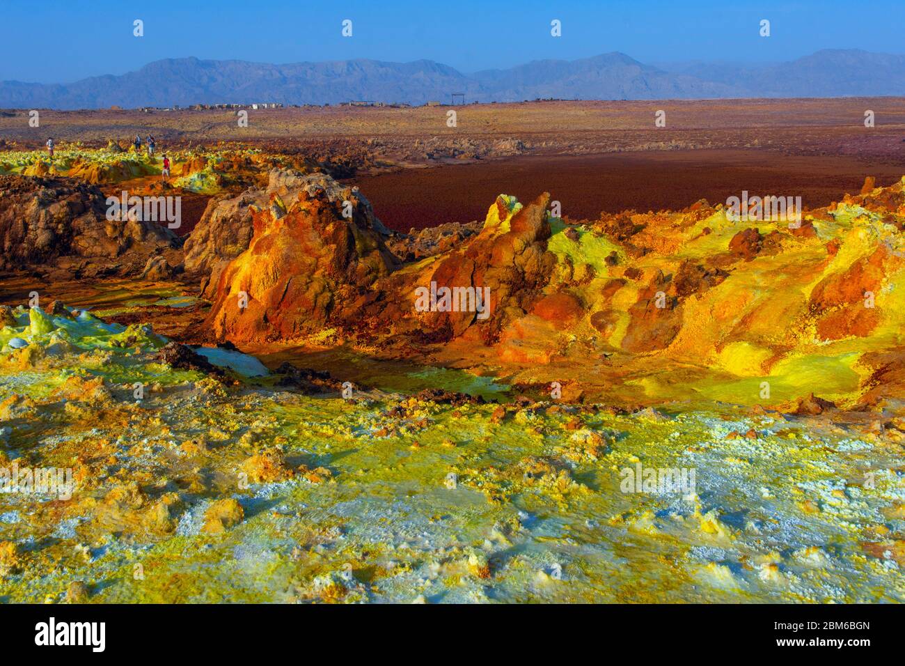 Paysage coloré du système hydrothermal terrestre de Dallol dans le désert de Danakil, en Éthiopie Banque D'Images