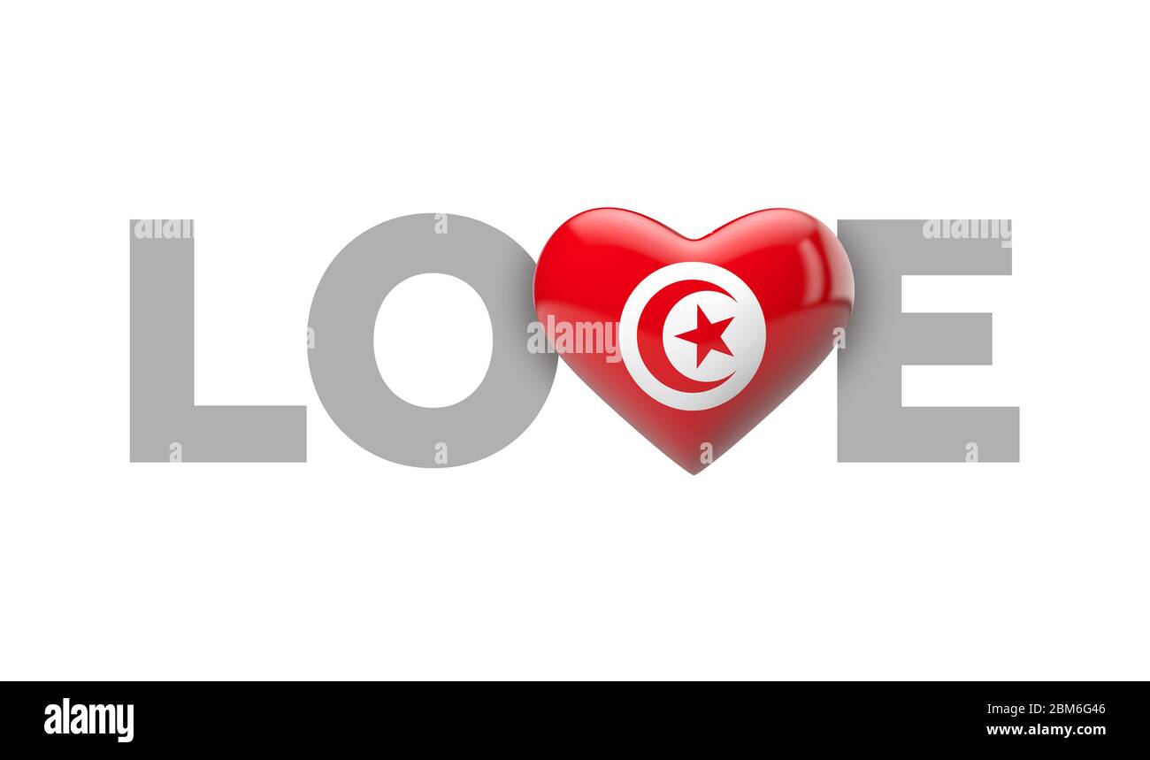 Drapeau En Forme De Coeur En Tunisie Avec Mot D Amour Rendu 3d Photo Stock Alamy