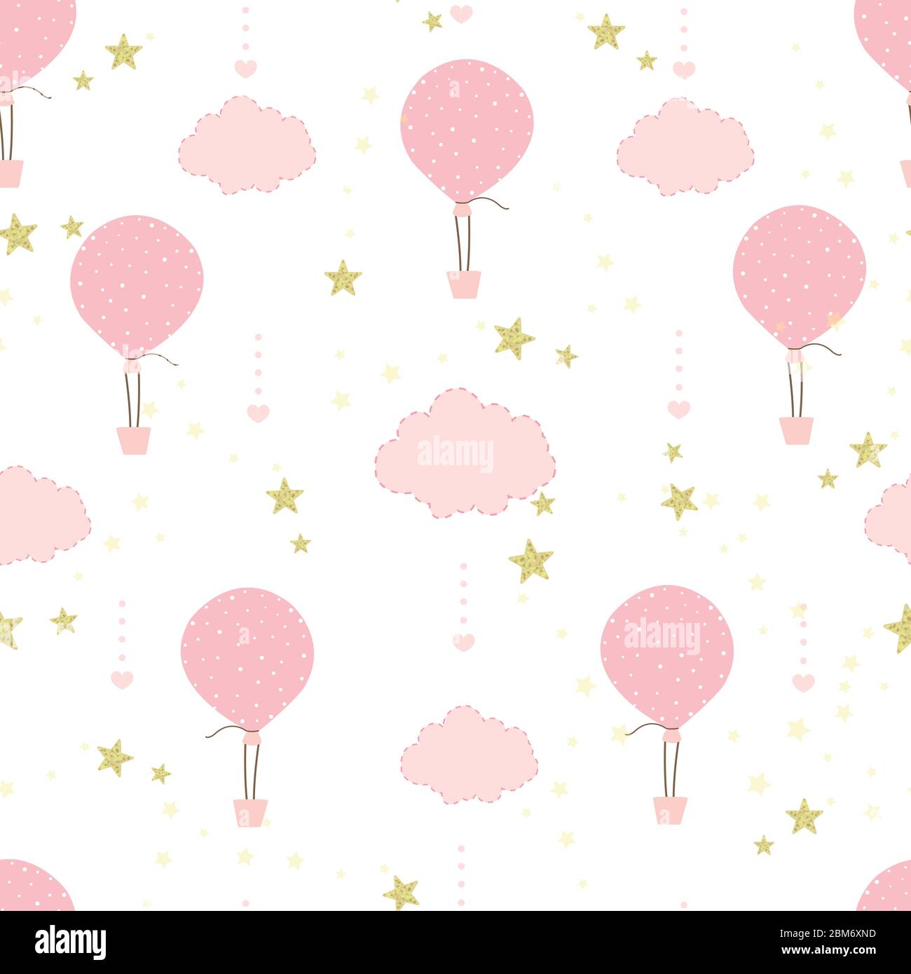 Ballon D Air Chaud Nuages Et Motif D Arriere Plan Sans Coutures Etoiles Brillantes Pour Un Motif Vectoriel De Conception De Tissu Enfants Chambre De Bebe Papier Peint Douche De Bebe Anniversaire Image Vectorielle Stock