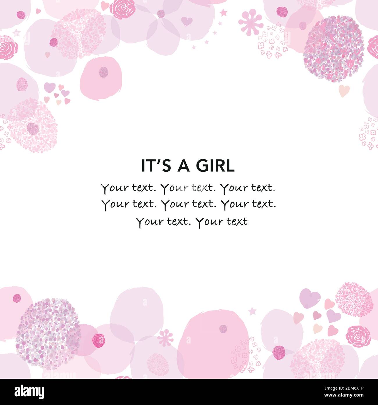 Arriere Plan Abstrait De Douche De Bebe C Est Une Fille Carte De Voeux Pour Douche De Bebe Avec Carre Etoiles Coeurs Et Roses Premier Anniversaire De Bebe Image Vectorielle Stock Alamy