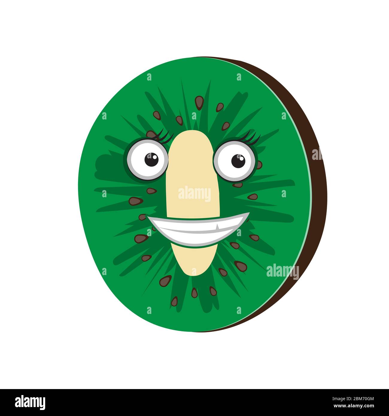 Personnage de dessin animé kiwi sur fond blanc isolé. Image vectorielle Illustration de Vecteur