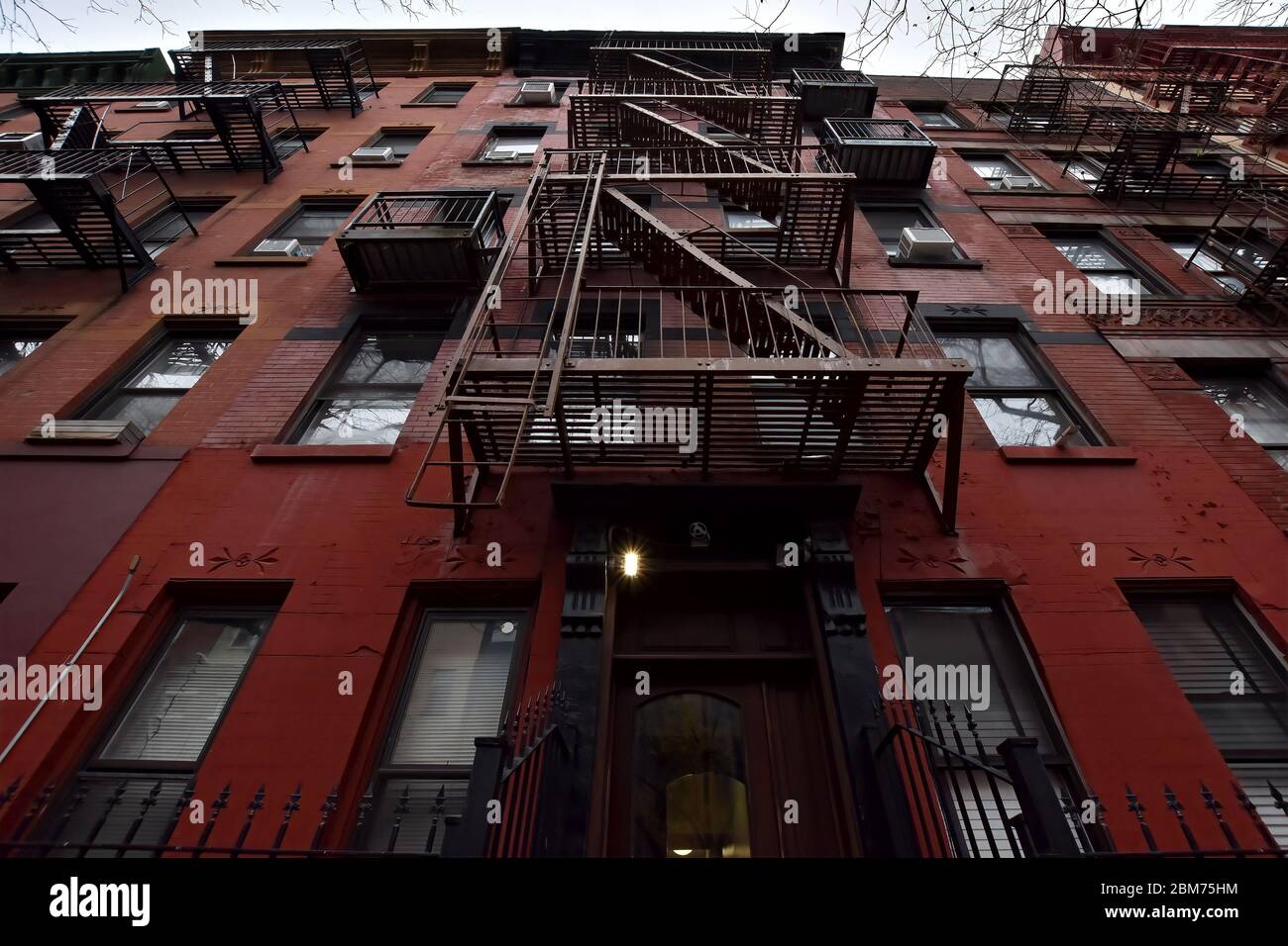 Gros plan de l'architecture de la façade dans le quartier de Chelsea, Manhattan, New York City, NY, USA Banque D'Images