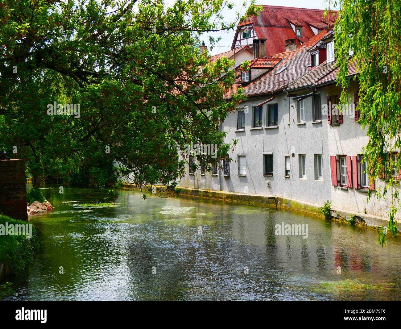 Ulm, Allemagne : l'un des nombreux canaux du quartier historique des pêcheurs d'Ulm Banque D'Images