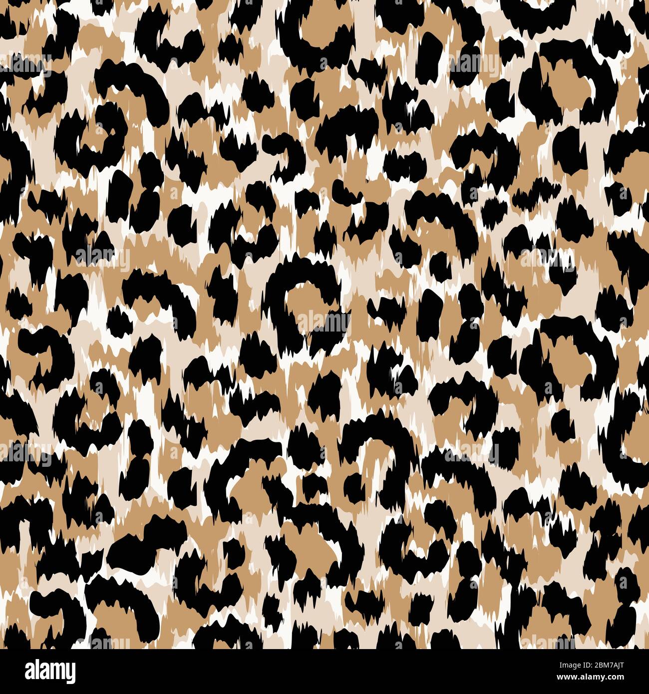 Motif peau de léopard sans couture avec taches noires et marron. Imprimé léopard peint à la main. Illustration vectorielle motif de surface de répétition animale. Illustration de Vecteur
