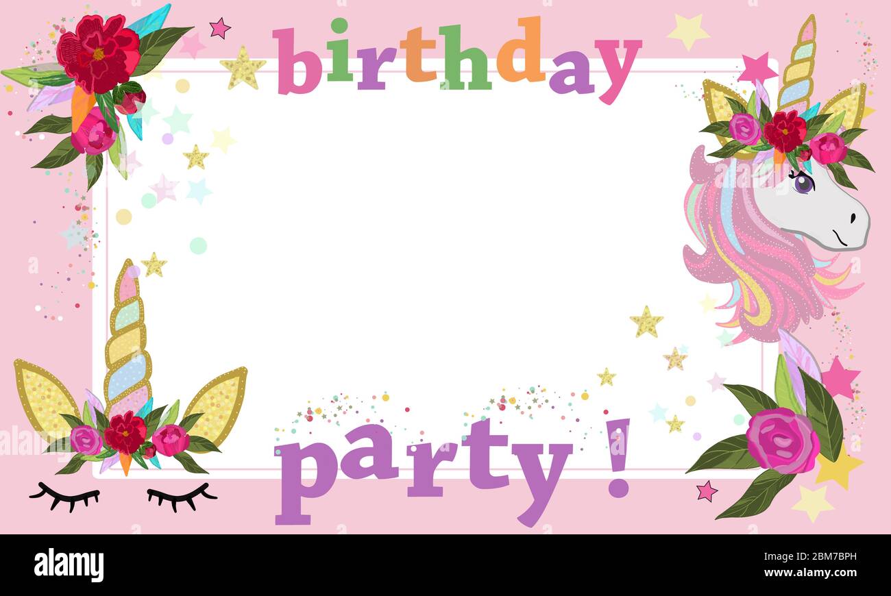 Cadre Photo Anniversaire Theme Anniversaire Fee Carte De Voeux Pour Joyeux Anniversaire Image Vectorielle Stock Alamy