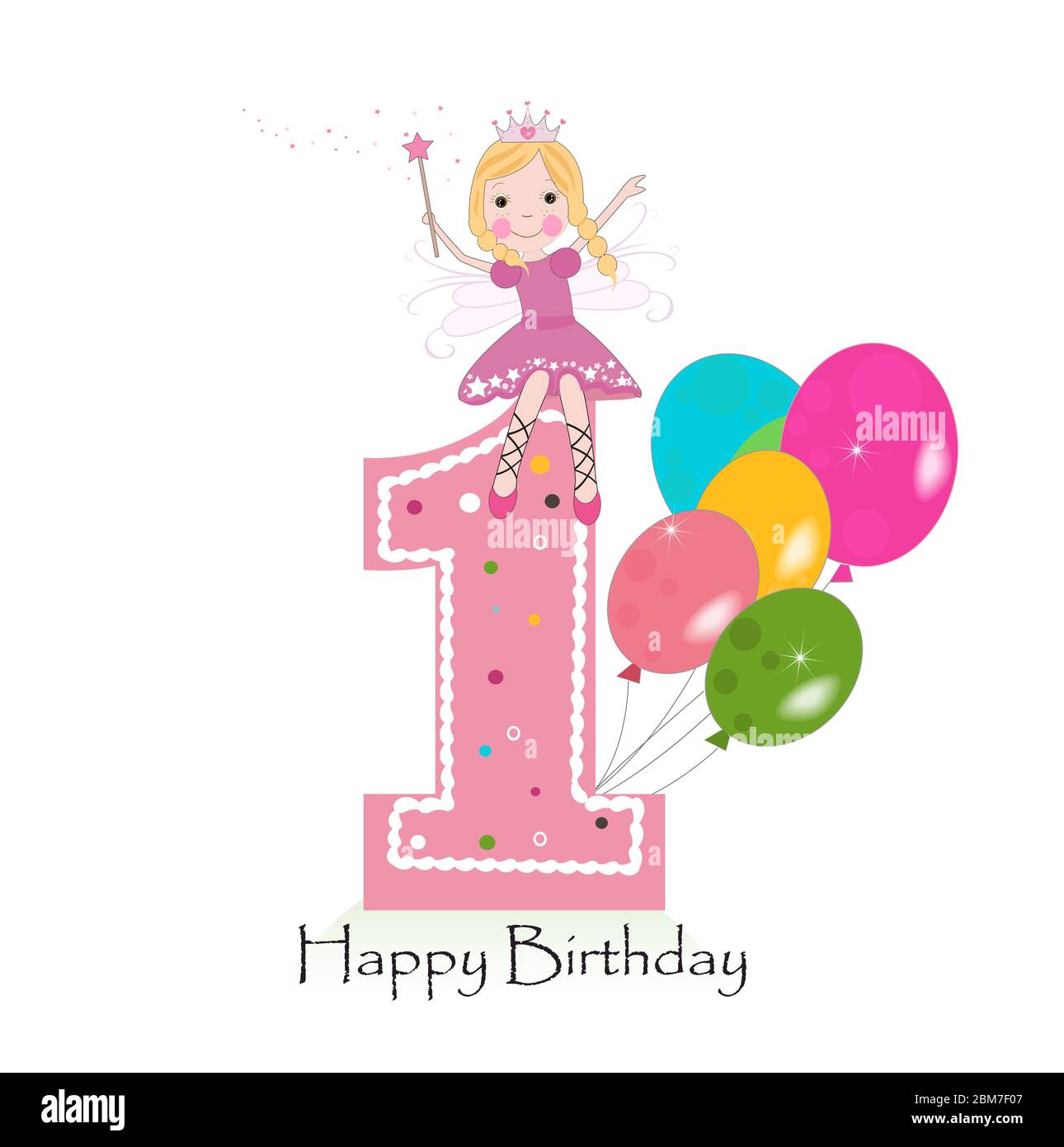 Carte de vœux de joyeux premier anniversaire. Illustration vectorielle de conte de fées Illustration de Vecteur Carte de vœux de joyeux premier anniversaire. Illustration vectorielle de conte de fées Illustration de Vecteur