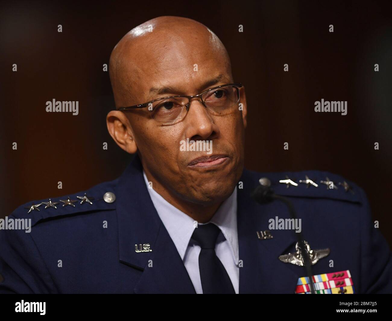 Washington, États-Unis d'Amérique. 07th Mai 2020. Le général Charles Q. Brown, Jr. Témoigne de sa nomination au poste de chef de cabinet de la United States Air Force devant le comité des services armés du Sénat américain à Capitol Hill à Washington, DC le jeudi 7 mai 2020. Crédit: Kevin Dietsch/Pool via CNP | usage dans le monde crédit: dpa/Alay Live News Banque D'Images