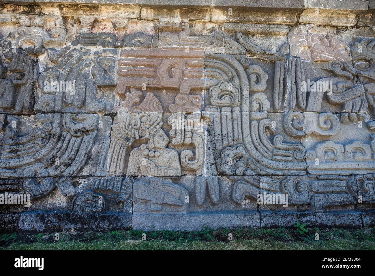 Temple du serpent à plumes à Xochicalco. Site archéologique à Cuernavaca, Mexique sans personne Banque D'Images