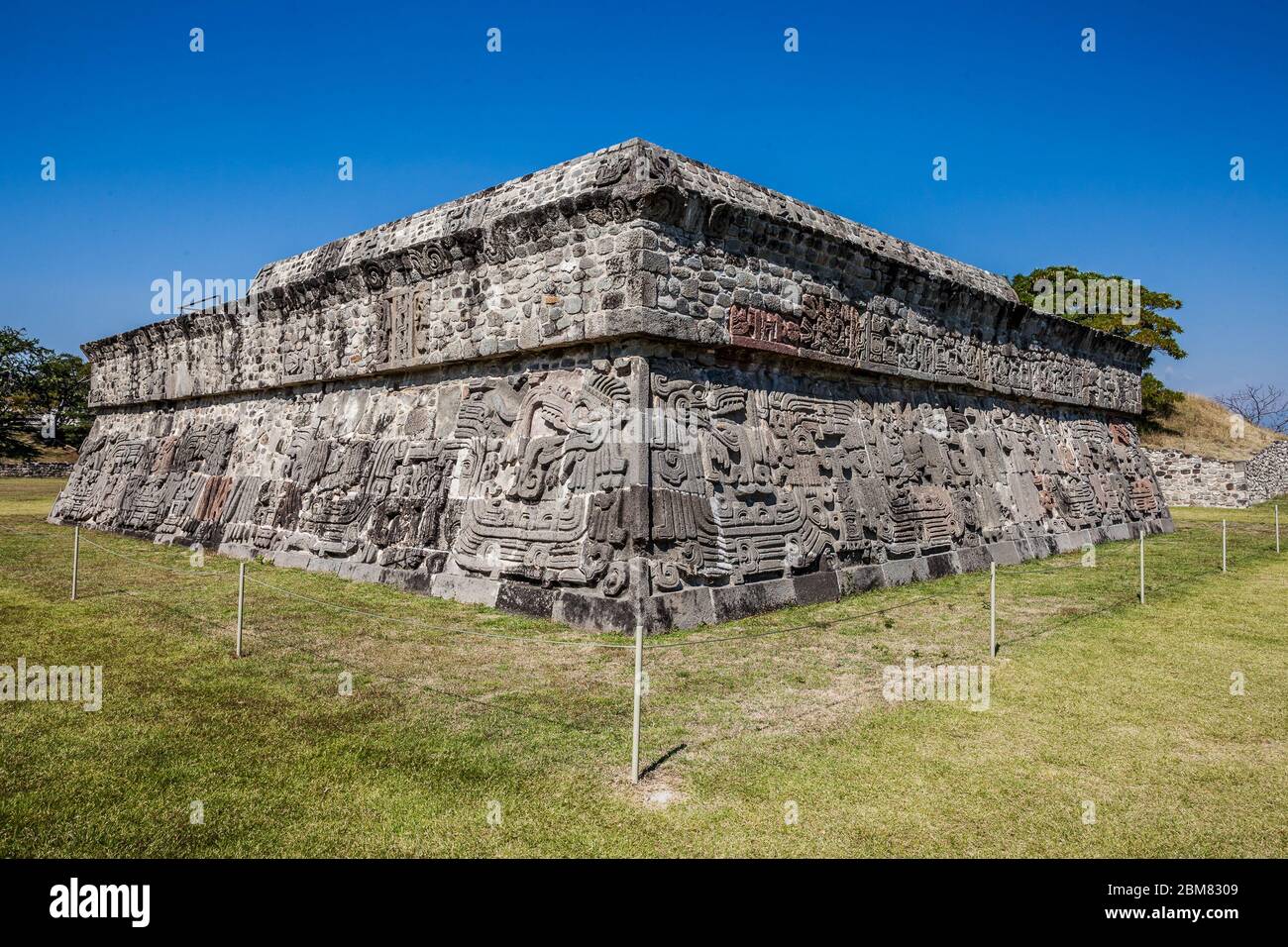 Temple du serpent à plumes à Xochicalco. Site archéologique à Cuernavaca, Mexique sans personne Banque D'Images