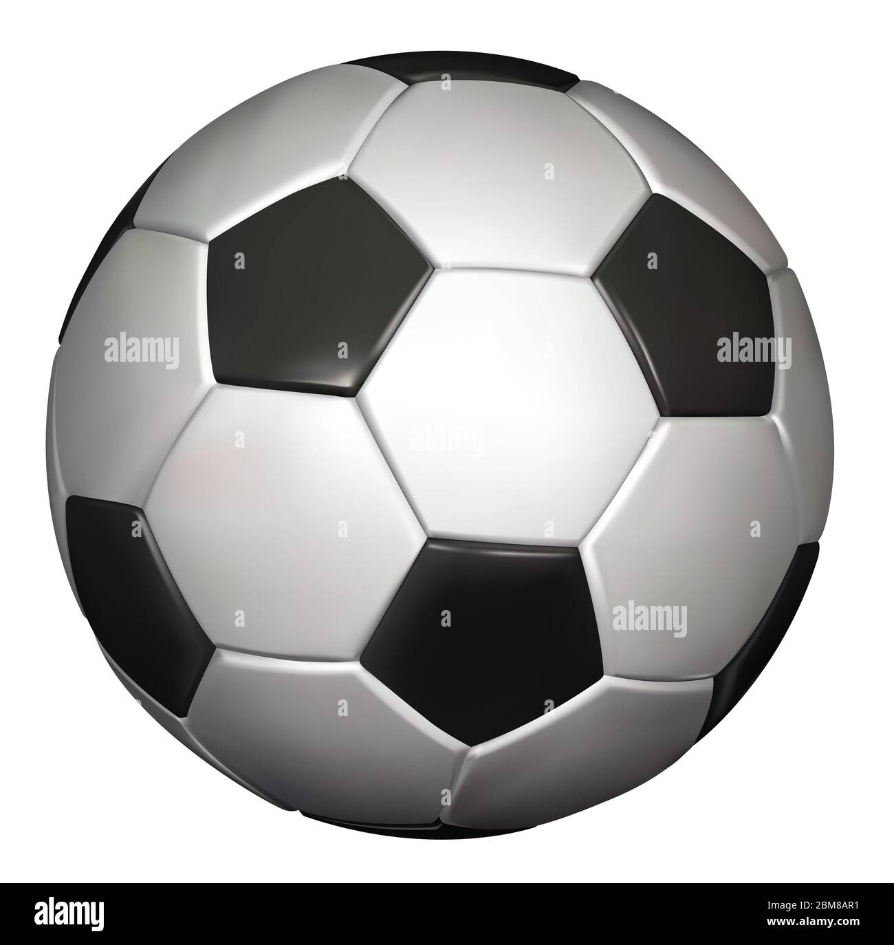 Ballon de football vectoriel réaliste. Isolé sur fond blanc. Banque D'Images