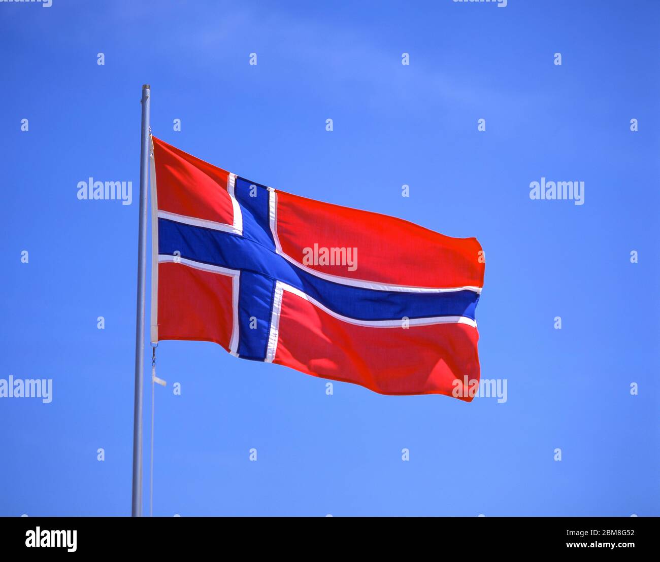Drapeau norvégien dans le parc Frogner, Bydel Frogner, Oslo, Royaume de Norvège Banque D'Images