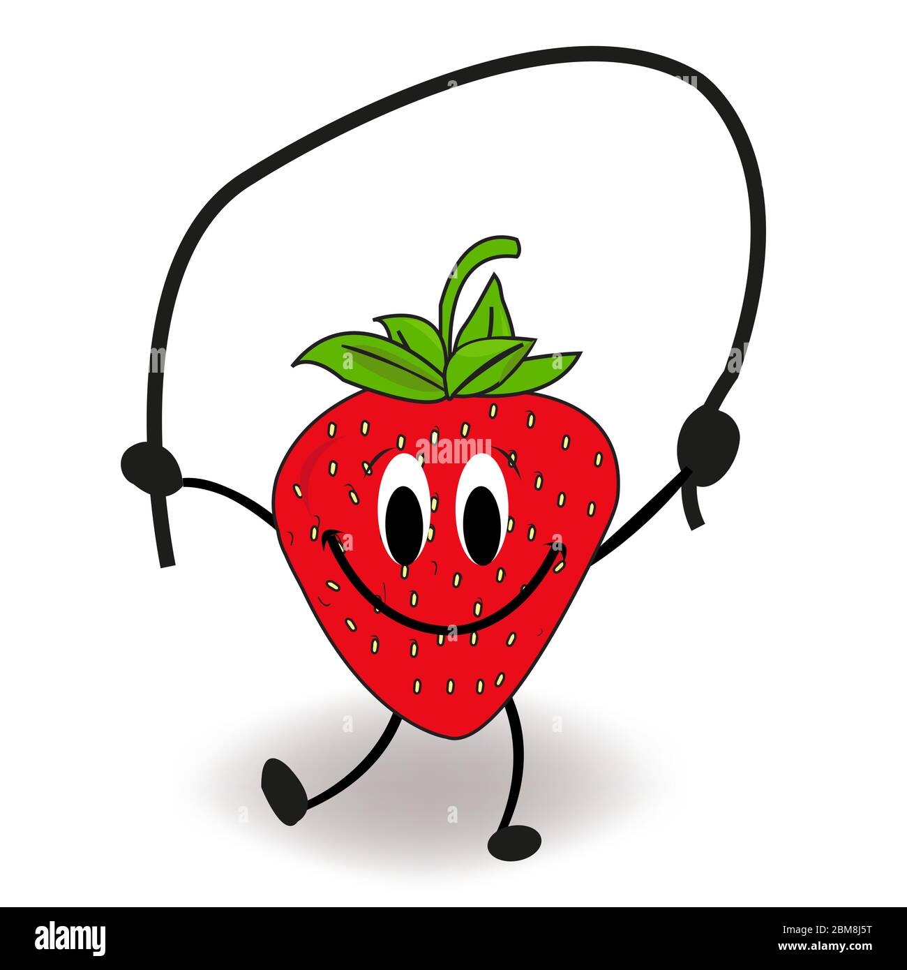 Drôle de dessin animé fraise sautant le vecteur de corde Illustration de Vecteur