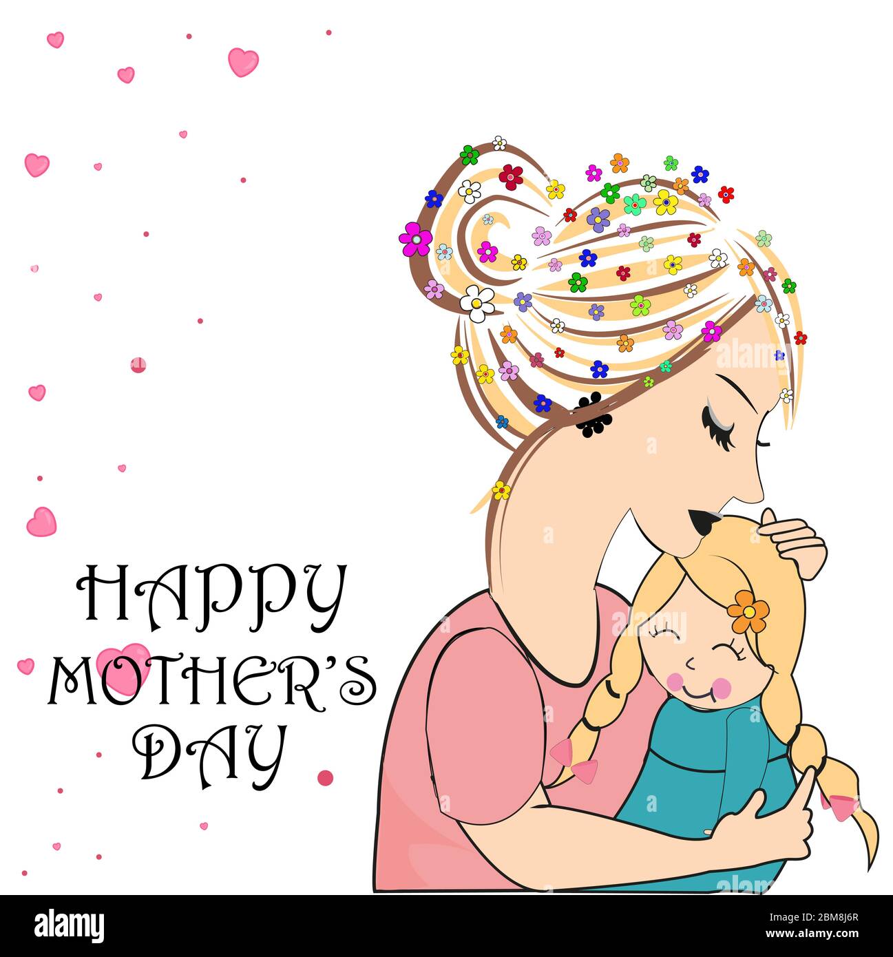 Carte de fête des mères avec fleurs Illustration de Vecteur