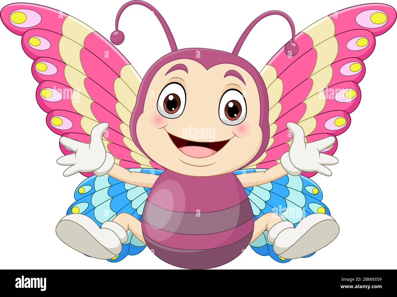 Dessin Anime Bebe Papillon Assis Et Agitant Image Vectorielle Stock Alamy