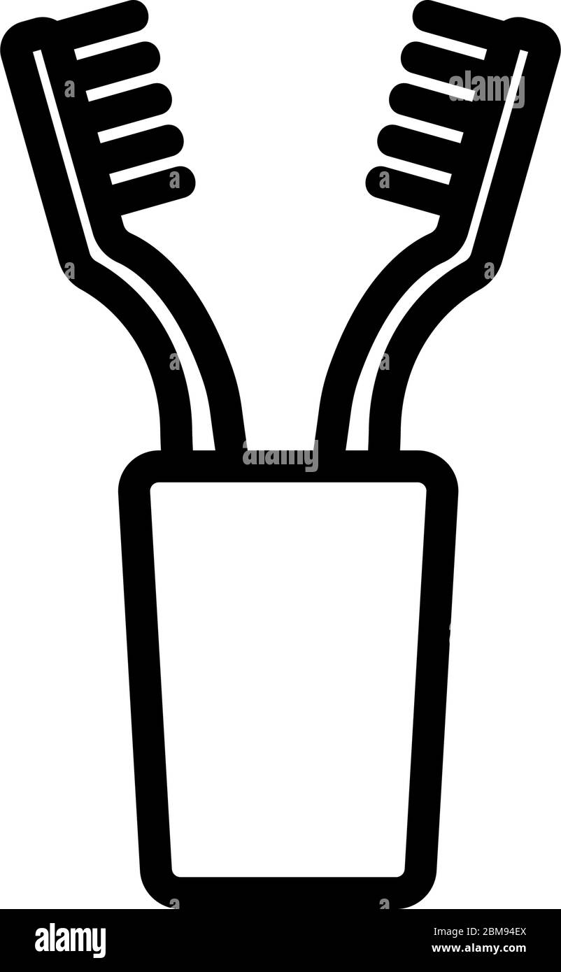 illustration de deux brosses à dents en verre avec contour vectoriel Illustration de Vecteur