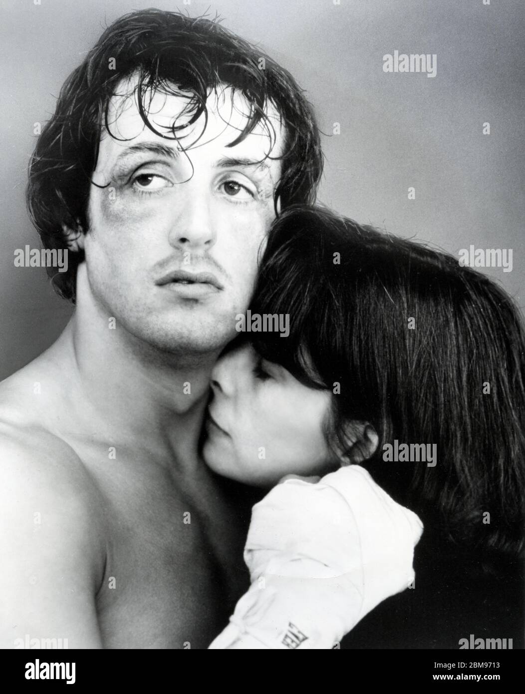 Publicité toujours pour le film Rocky avec Sylvester Stallone et Talia Shire vers 1976 de United Artists. Banque D'Images