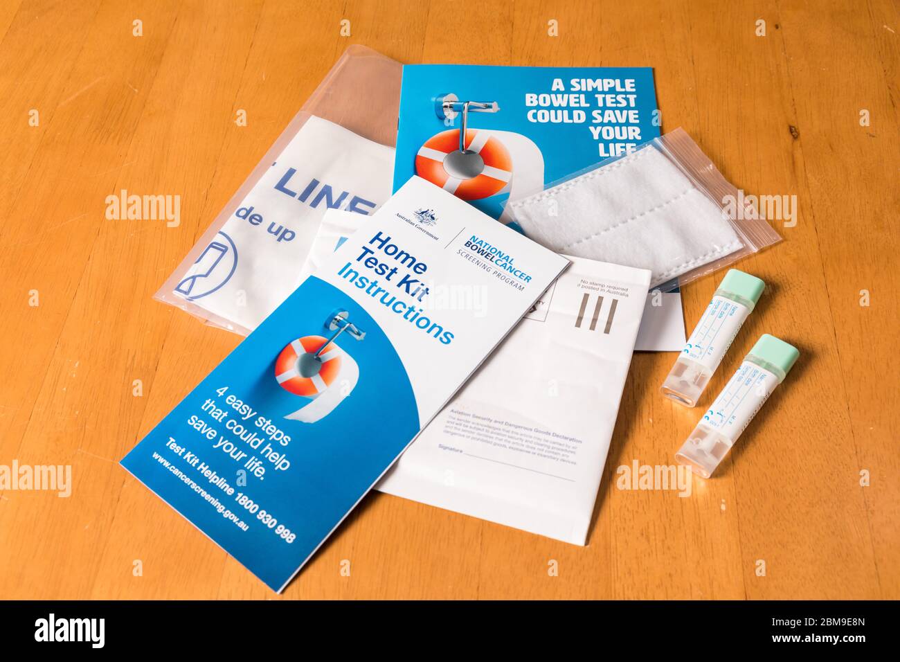 South Bunbury, Australie occidentale, Australie-8 mai 2020 : kit de test à domicile pour le cancer de l'intestin Banque D'Images