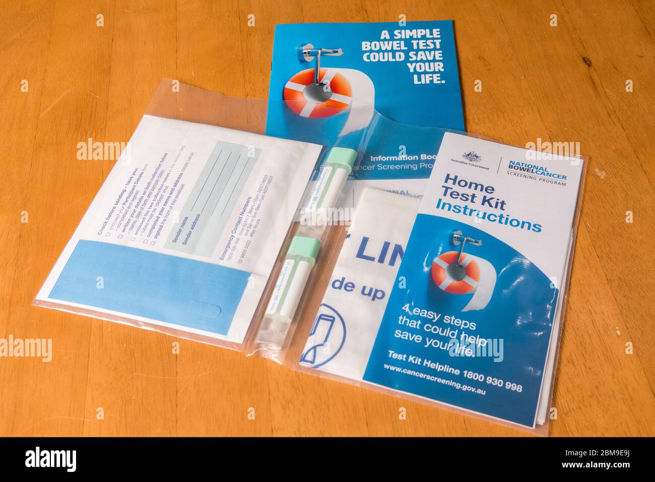 South Bunbury, Australie occidentale, Australie-8 mai 2020 : kit de test à domicile pour le cancer de l'intestin Banque D'Images