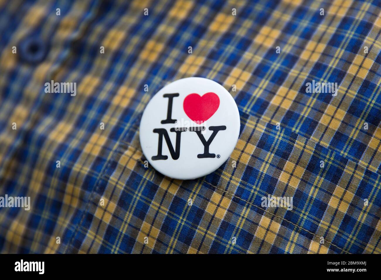 J'adore le logo NY sur un badge Banque D'Images