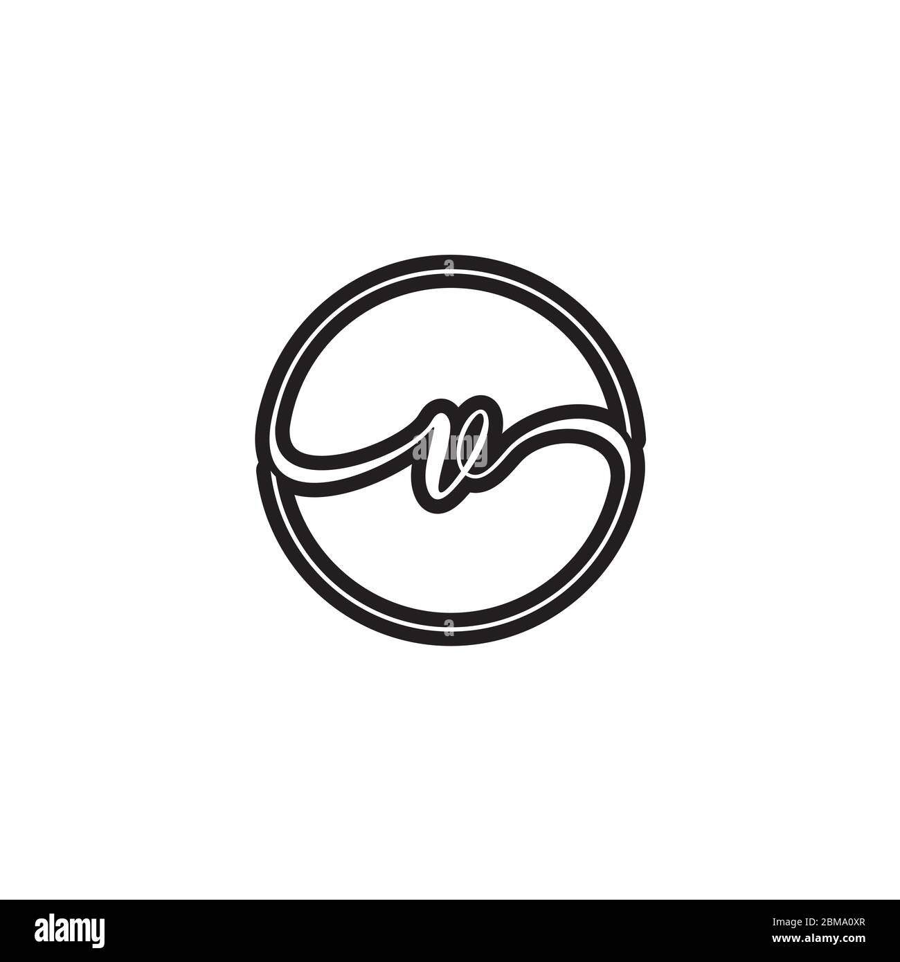 V lettre script cercle logo vecteur de conception Illustration de Vecteur