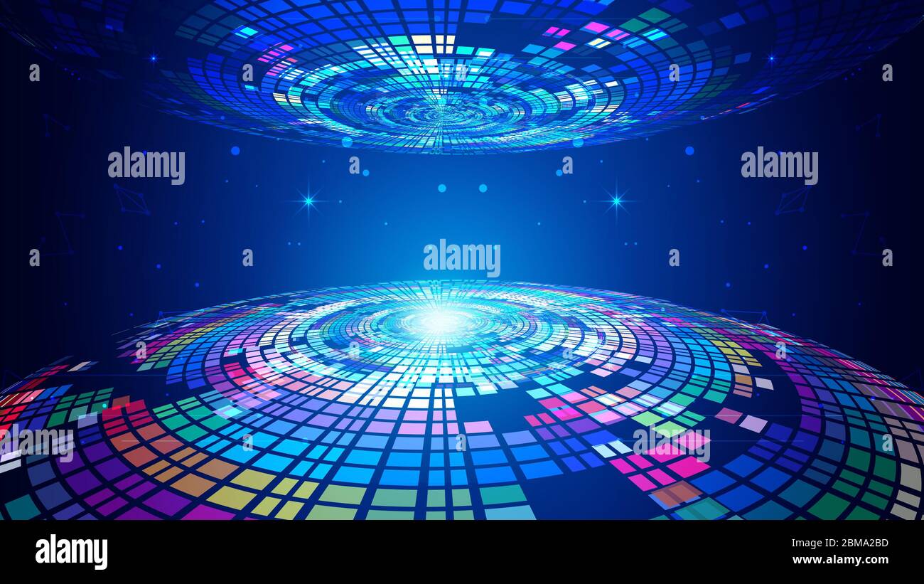 Vortex de particules, Terre numérique, OVNI abstrait, technologie future Banque D'Images