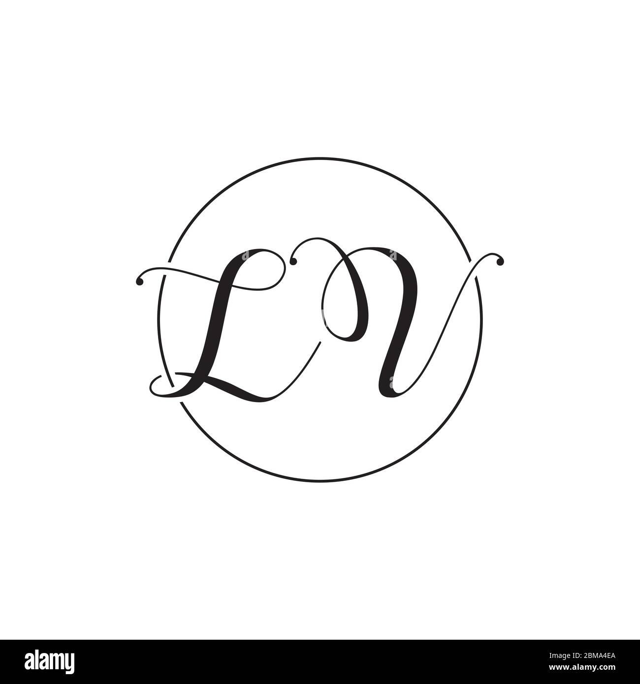 Lettre de script L V sur vecteur de conception du logo cicrle Lines Illustration de Vecteur
