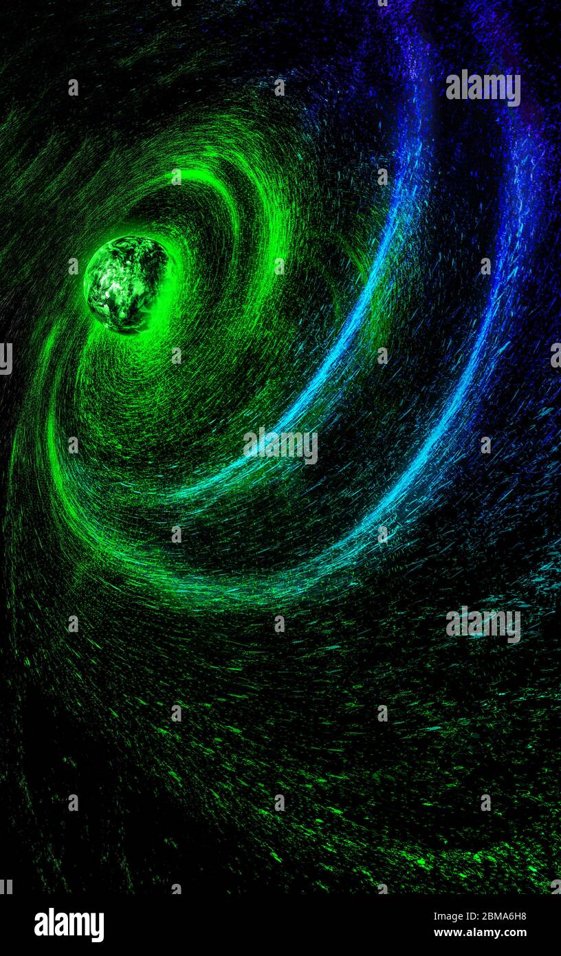 Cosmique star vortex terre, science et technologie fond Internet. Banque D'Images