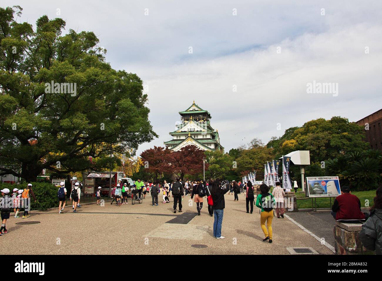 Le château médiéval à l'automne, Osaka, Japon Banque D'Images