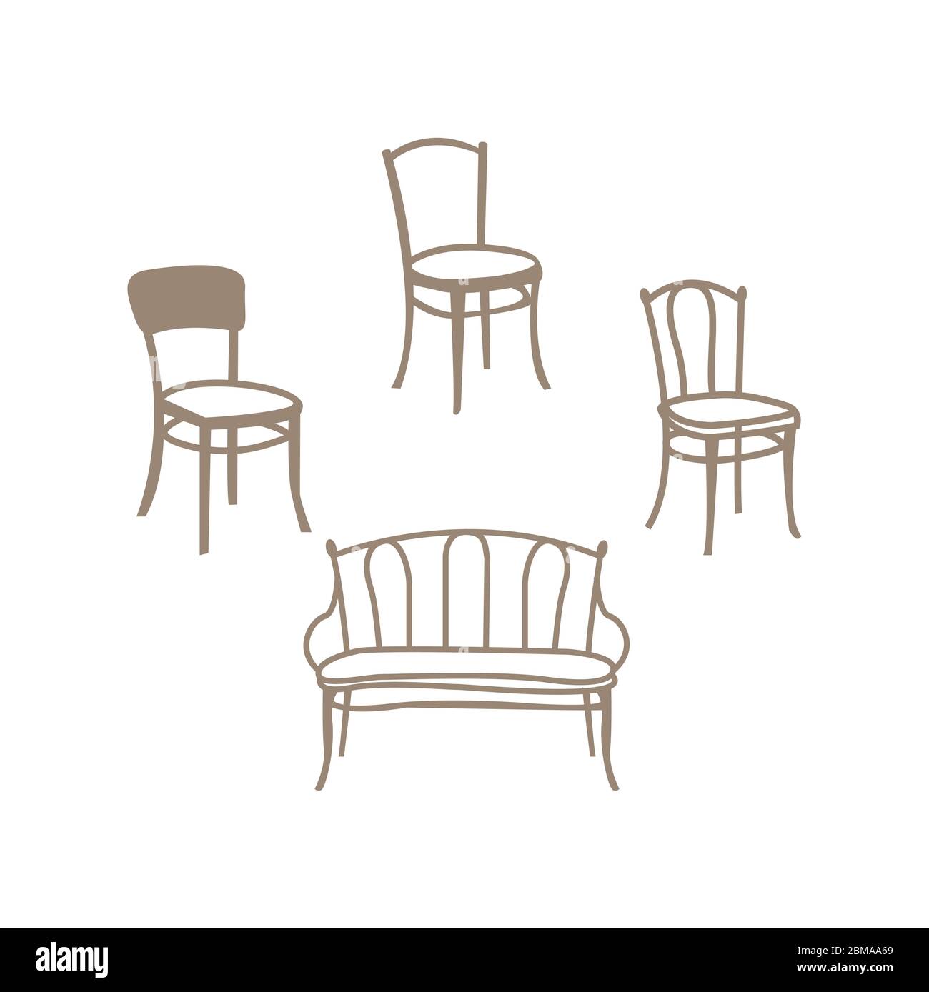 Ensemble simple de la collection de chaises, Silhouette Cafe chairs.eps 10 Illustration de Vecteur