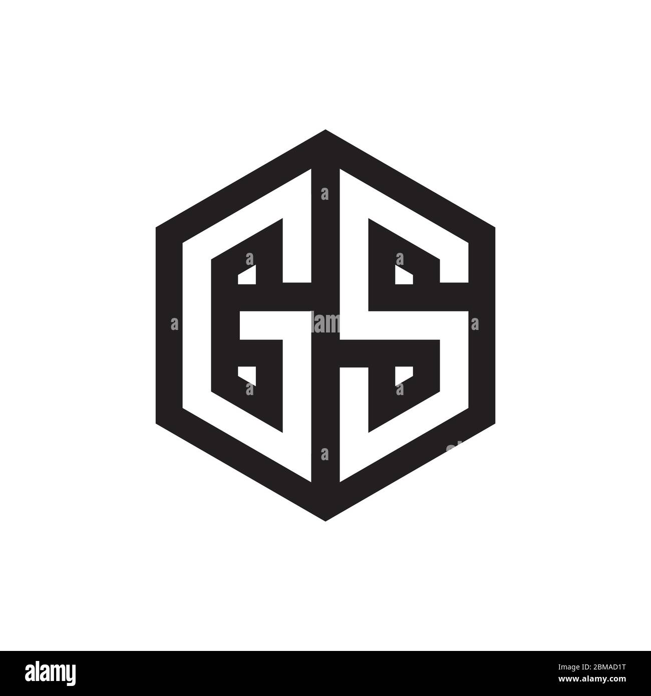 Concept de logo G S Letter HEXAGON Lines Illustration de Vecteur