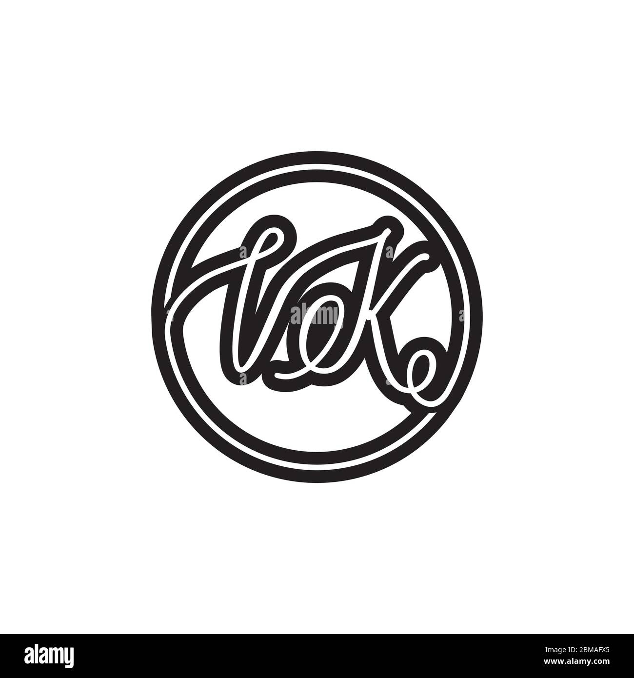 V K lignes de cercle script lettre logo design vecteur Illustration de Vecteur