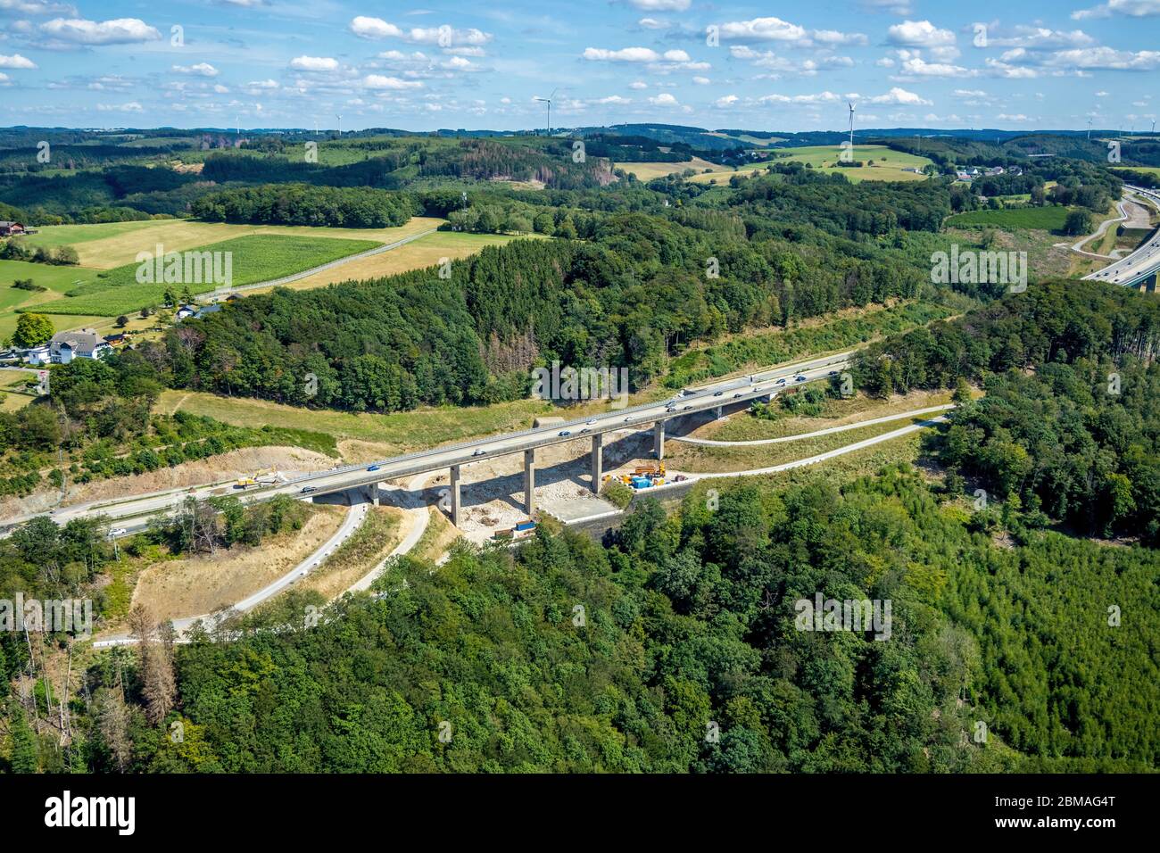 construction de ney pont d'autoroute Brunsbecke de l'autoroute A45 à Hagen, 04.08.2019, Luftbild, Allemagne, Rhénanie-du-Nord-Westphalie, région de la Ruhr, Hagen Banque D'Images
