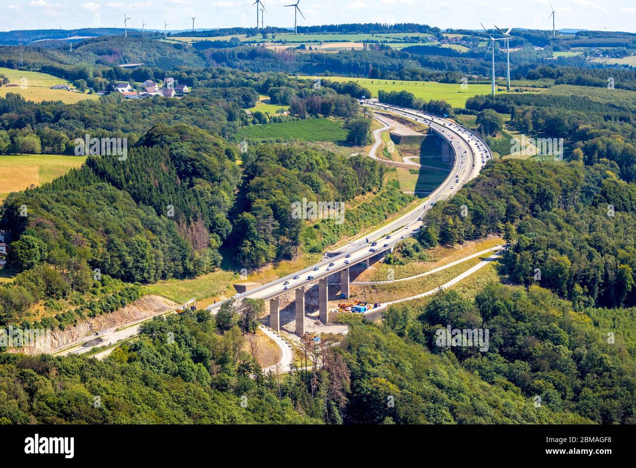 construction de ney pont d'autoroute Brunsbecke de l'autoroute A45 à Hagen, 04.08.2019, Luftbild, Allemagne, Rhénanie-du-Nord-Westphalie, région de la Ruhr, Hagen Banque D'Images