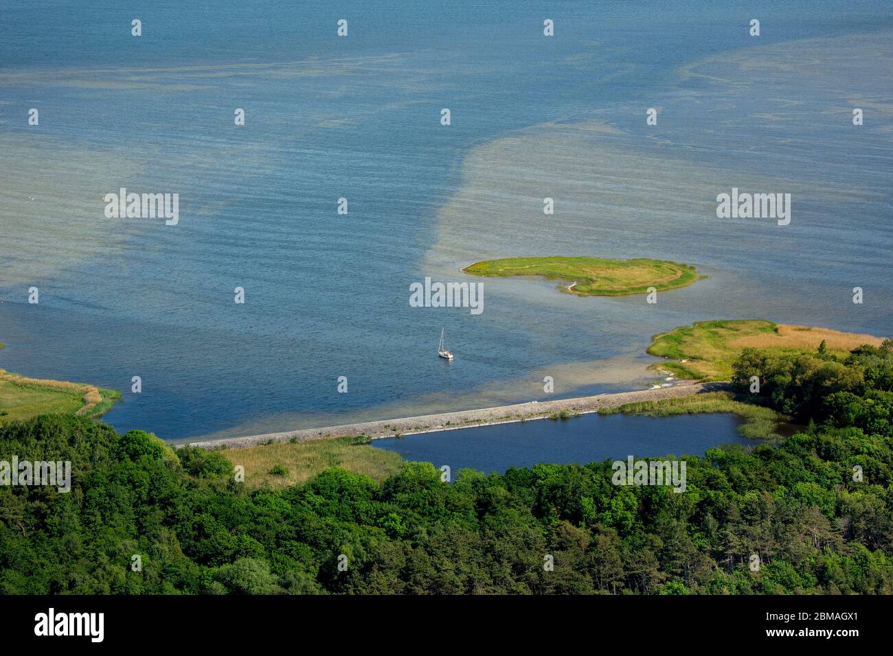 , paysage côtier sur Hiddensee au sud de Plogshagen, 05.06.2016, vue aérienne, Allemagne, Mecklenburg-Poméranie occidentale, Plogshagen, Hiddensee Banque D'Images
