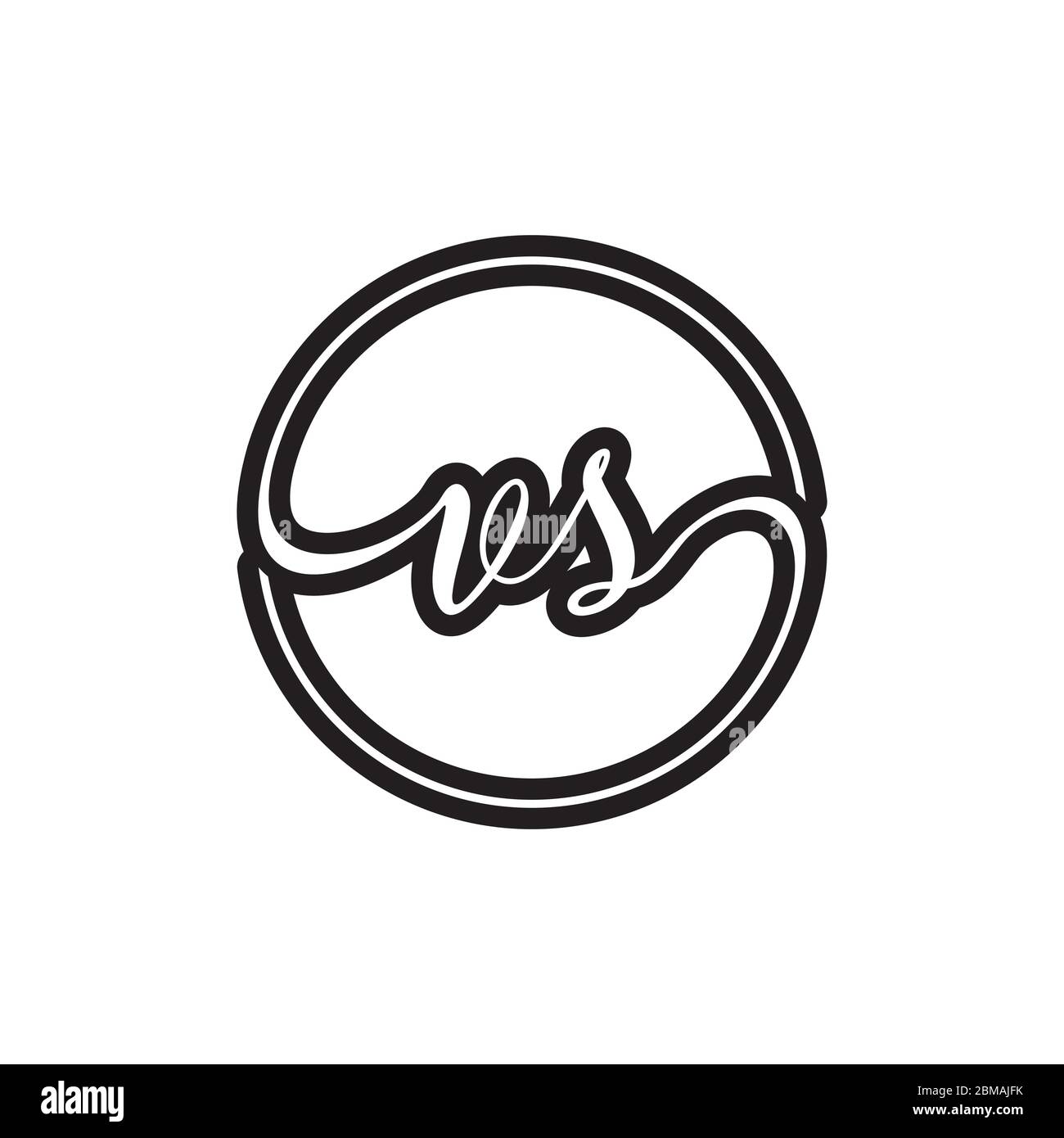 V S cercle ligne script lettre logo vecteur de conception Illustration de Vecteur