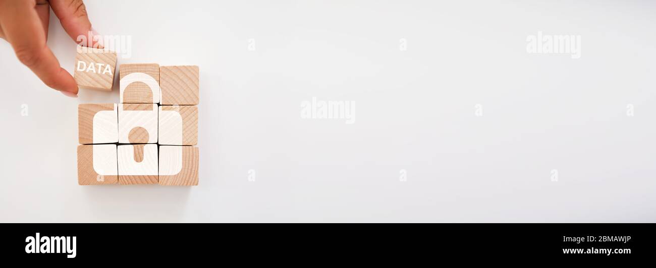 Votre confidentialité en ligne et la protection des données. Données de blocs de personne Banque D'Images