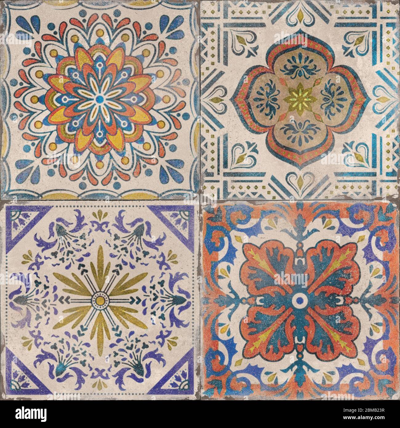 Carreaux émaillés en céramique pour la décoration murale, carreaux à motif marocain, carreaux portugais Banque D'Images