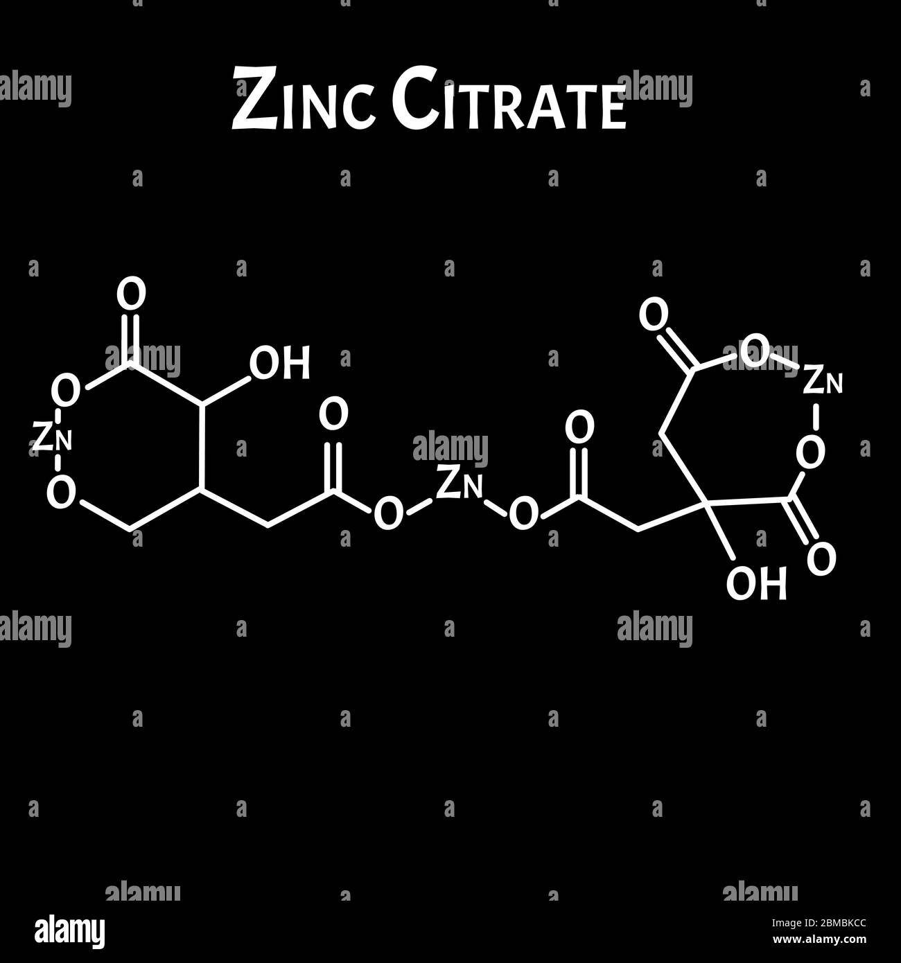 Le citrate de zinc est une formule chimique moléculaire. Infographies du zinc. Illustration vectorielle sur un arrière-plan isolé. Illustration de Vecteur