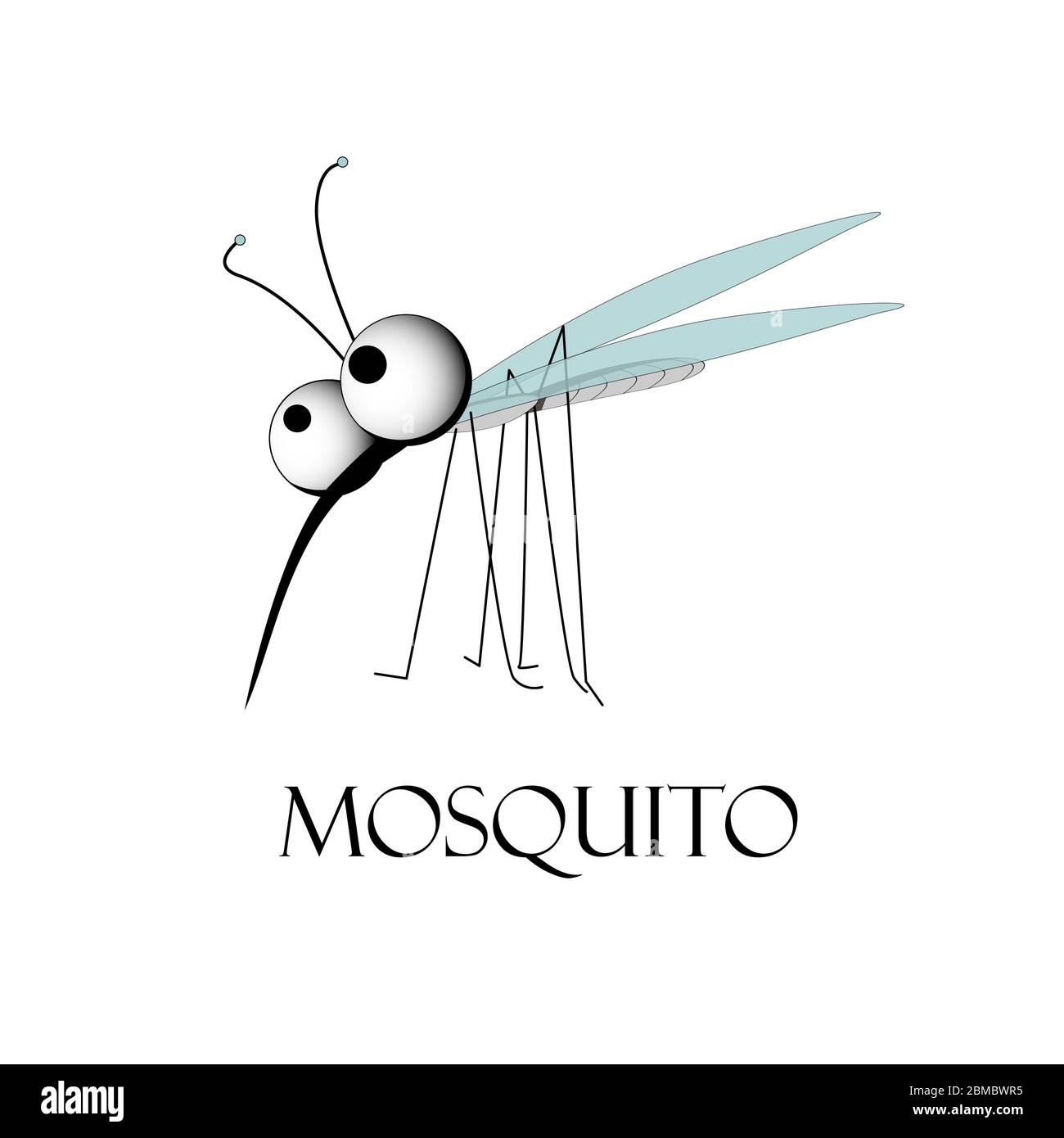 LE CARACTÈRE MIGNON D'UN MOUSTIQUE. Insecte aspirant du sang. Le porteur de la maladie. Illustration vectorielle. Illustration de Vecteur