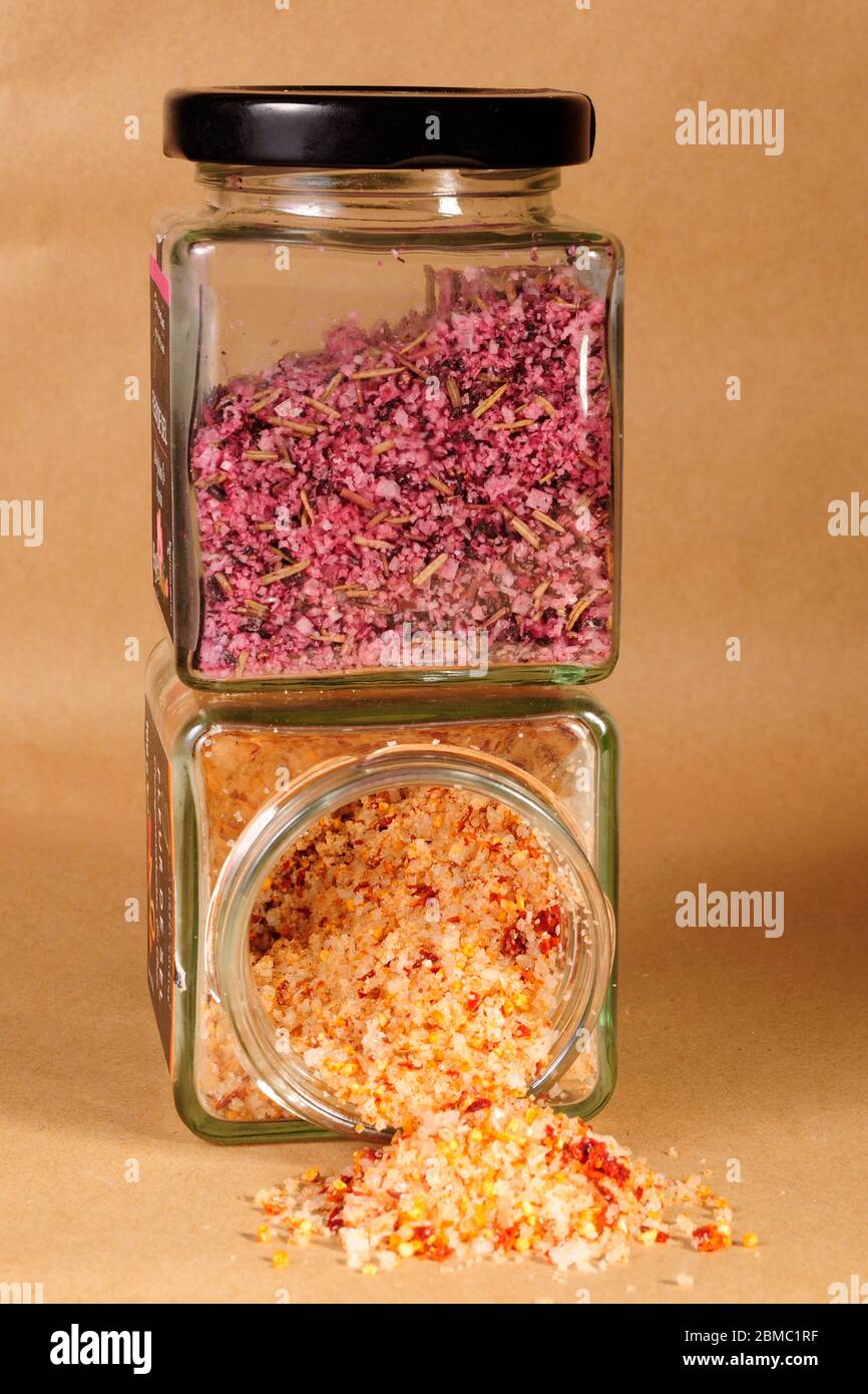 sel aromatisé dans un récipient en verre Banque D'Images